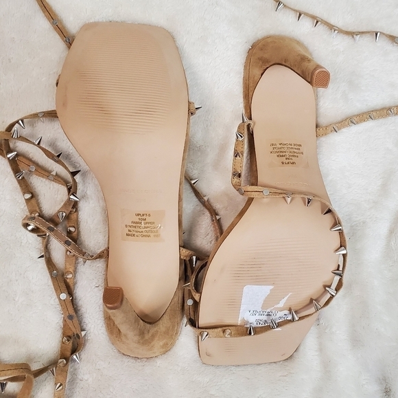 Steve Madden "Uplift" Nude Gladiator Spiked Square Toe High Heel Size 10 BNIB - Picture 6 of 9